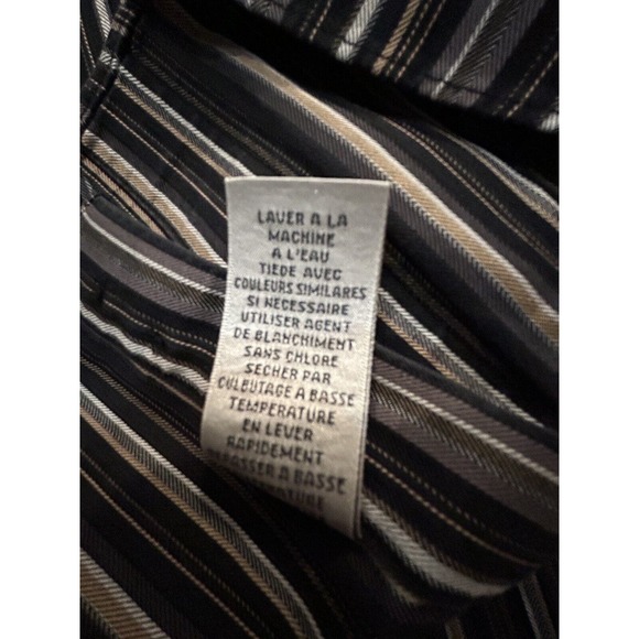 ENRO Men's Dress Shirt Sz 2XL Long Sleeve Dk Brown Stripes, Non-Iron! Large Nice - Picture 10 of 11